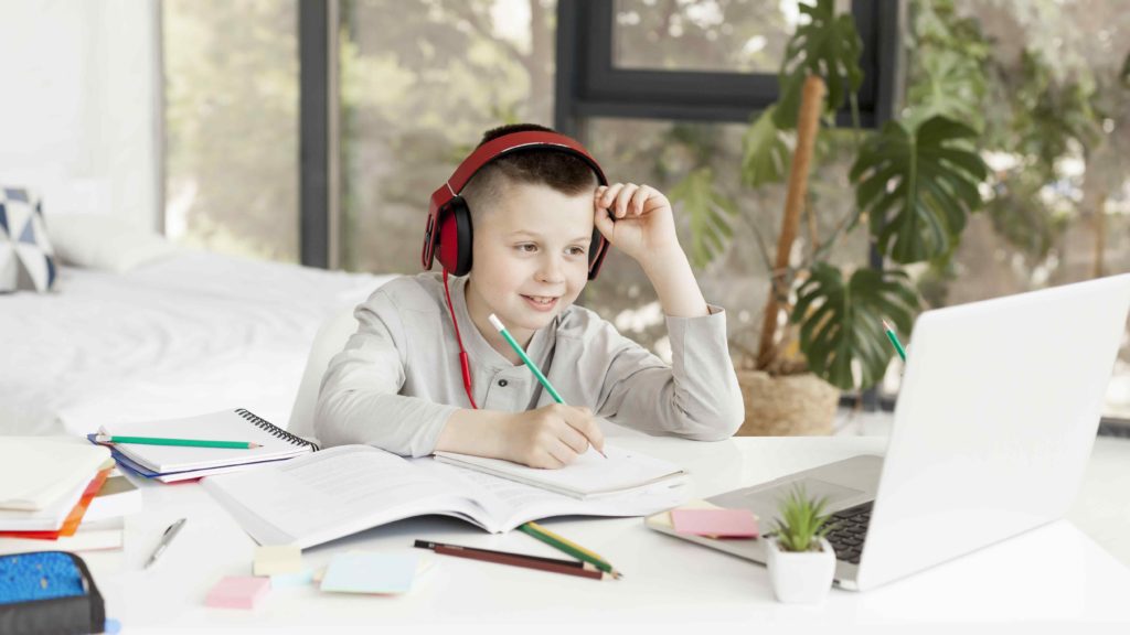 Child studying at home